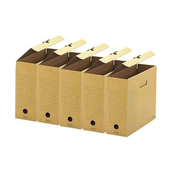 （まとめ）プラス ボックスファイル・フタ付A4ヨコ 背幅100mm FL-081BF-5P 1パック（5冊）〔×20セット〕[21]