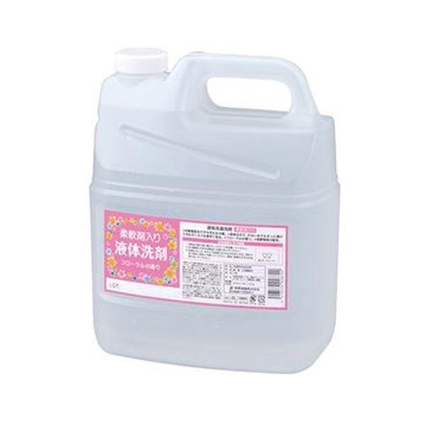 （まとめ）熊野油脂 柔軟剤入り 液体洗剤 4L 1本〔×10セット〕[21]