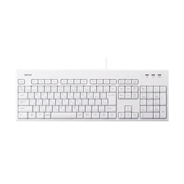 （まとめ）バッファロー USB接続有線フルキーボード 丸洗い対応 ホワイト BSKBU310WHZ 1台〔×3セット〕[21]