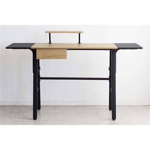 パソコンデスク/学習机 〔ナチュラル〕 幅134cm 可動棚 引き出し付き