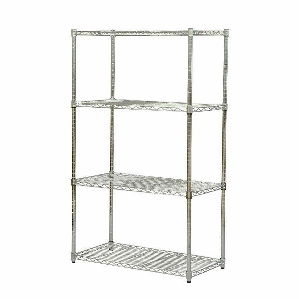 スチールラック 約幅90cm 4段セット 支柱径25mmメッキ アジャスター付き 組立品 リビング ダイニング キッチン 子供部屋[21]