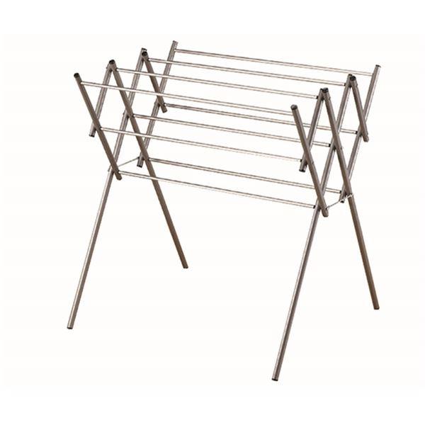 アルミ製 オールマイティ 物干しスタンド/洗濯物干器具 〔720×100×860mm〕 軽量 コンパクト収納可 日本製 〔ランドリー用品〕[21]