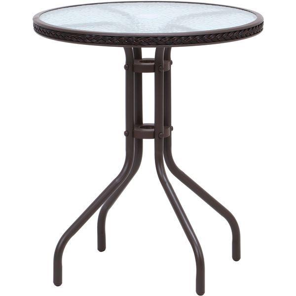 ガラステーブル ブラウン 幅60×奥行60×高さ70cm 組立品〔代引不可〕[21] ダイニングテーブル
