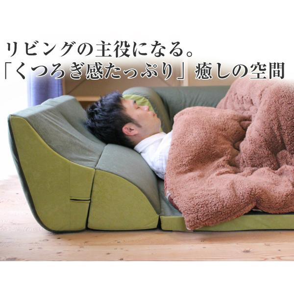 日本製 フロアマット付き ソファセット 〔ブラウン／ベージュ