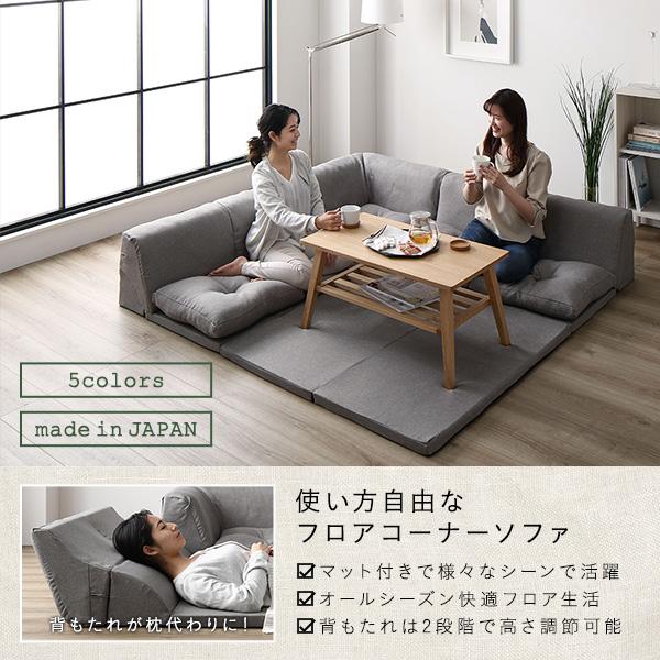 日本製 フロアマット 付 ソファ セット グレー 麻風織り生地