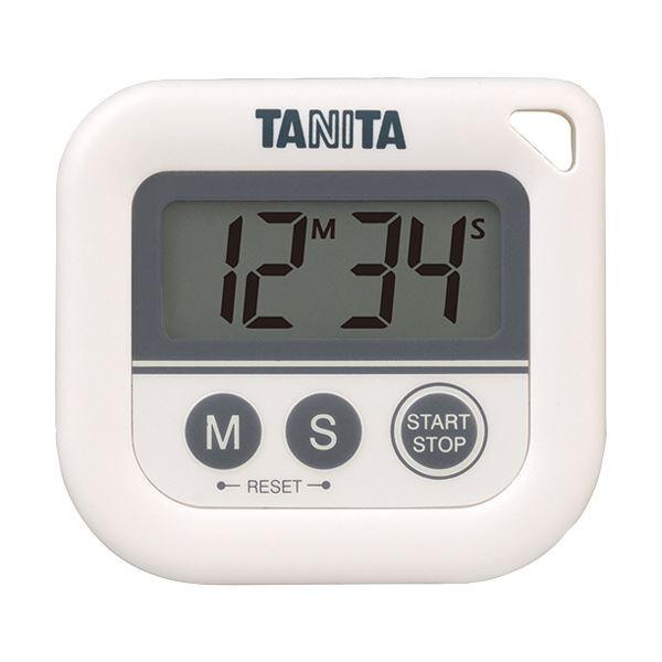 （まとめ）タニタ デジタルタイマー 丸洗いタイマー100分計 ホワイト TD-376N-WH 1個 〔×5セット〕[21]