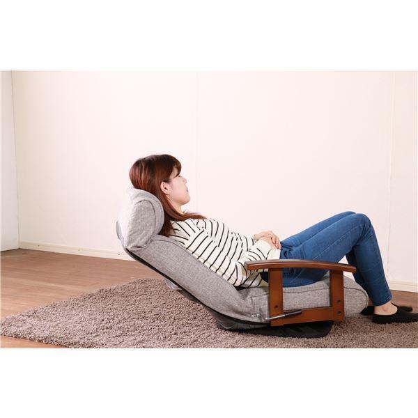 回転式 座椅子/パーソナルチェア 〔グレー〕 57×67×75cm 木製 肘付き