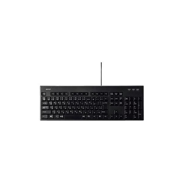 （まとめ）BUFFALO 有線フルキーボード 丸洗い 黒 BSKBU310BKZ〔×3セット〕[21]