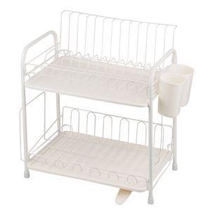 〔8個セット〕 水切りラック 水切りかご 幅39cm×奥行29cm 2段 排水ノズル付き トレー アレスタ キッチン 台所[21]