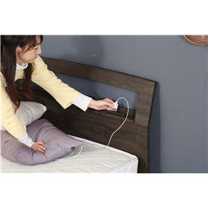 人気No.1/本体 ベッド 寝具 ダブル 幅142×奥行205.5×高さ82cm 宮付き 木製 LEDライト付き ベッドフレーム 組立品 ベッドルーム 寝室〔代引不可〕[21]