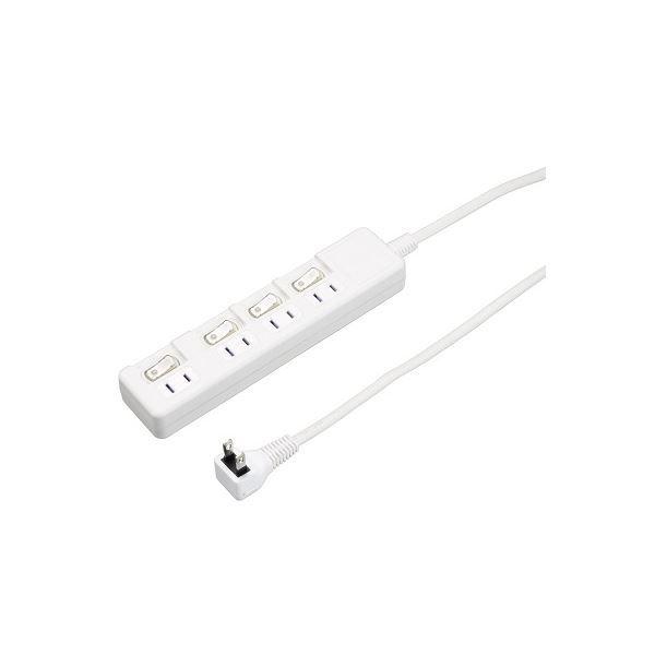 〔5個セット〕 YAZAWA 4個口 節電タップ 0.3m ホワイト H8S4403WHX5[21]