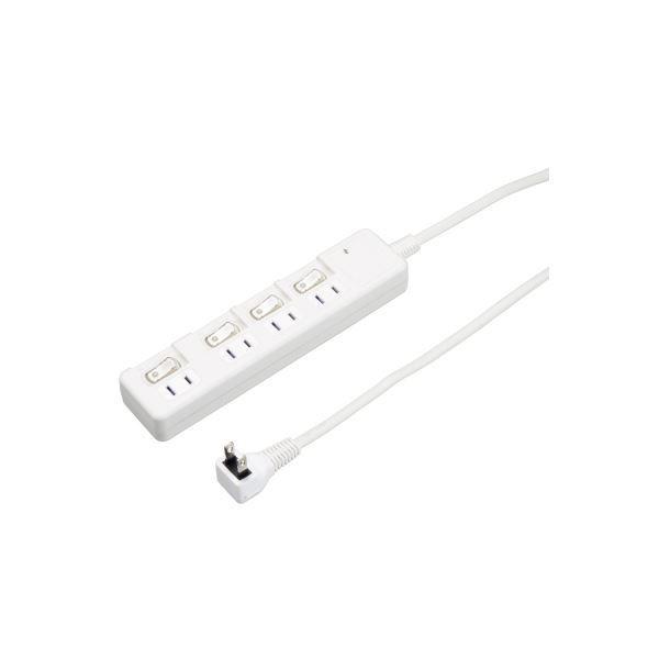 〔5個セット〕 YAZAWA 雷ガード付 4個口 節電タップ 0.3m ホワイト H8KS4403WHX5[21]