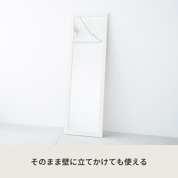 幅広枠ウォールミラー(50×161)(ホワイト/白) 天然木 姿見鏡 ワイド 高級感 木製 飛散防止加工 壁掛け 北欧風 ヴィンテージ 韓国インテリア 玄関 トイレ ...[21]_1