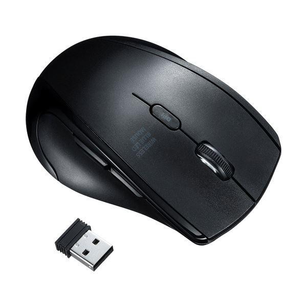 （まとめ）サンワサプライ 静音ワイヤレスブルーLEDマウス(5ボタン・左手用) ブラック MA-WBL164BK 1個〔×3セット〕[21]