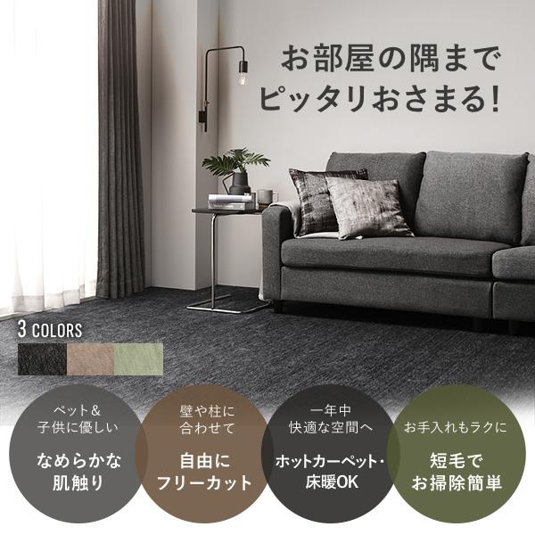 ラグ マット 絨毯 団地間4.5畳 約255×255cm ブラック 日本製 フリー