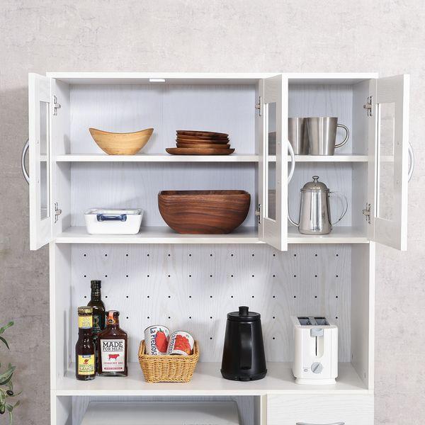 ハイキッチンボード 約180×90cm オークホワイト 組立品[21]の画像