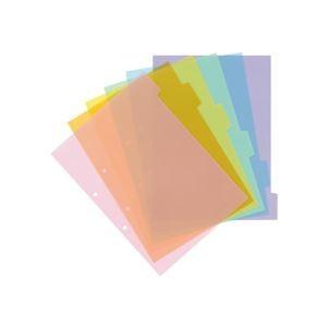 （まとめ）TANOSEE インデックス（PP） A4タテ 2穴 6色6山 2組入×20パック[21]_1