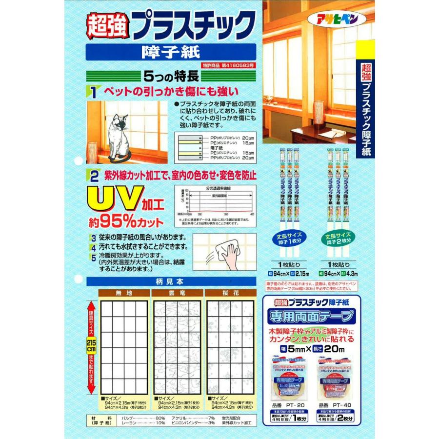 アサヒペン ｕｖカット超強プラスチック障子紙 ９４ｃｍｘ２１５ｃｍ 桜花６８１３ バックティースショップ ヤフー店 通販 Yahoo ショッピング