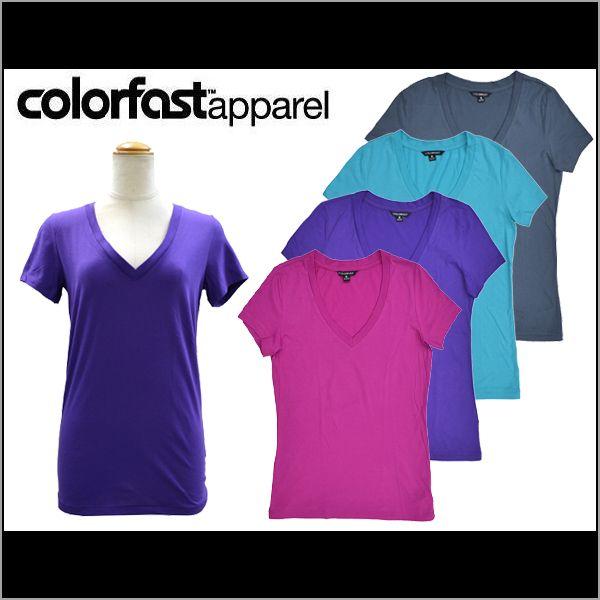 COLORFAST APPAREL カラーファストアパレル VNECK TEE レディースカットソー Tシャツ 無地 ネコポス便発送で送料無料【クリアランスセール】 cf004