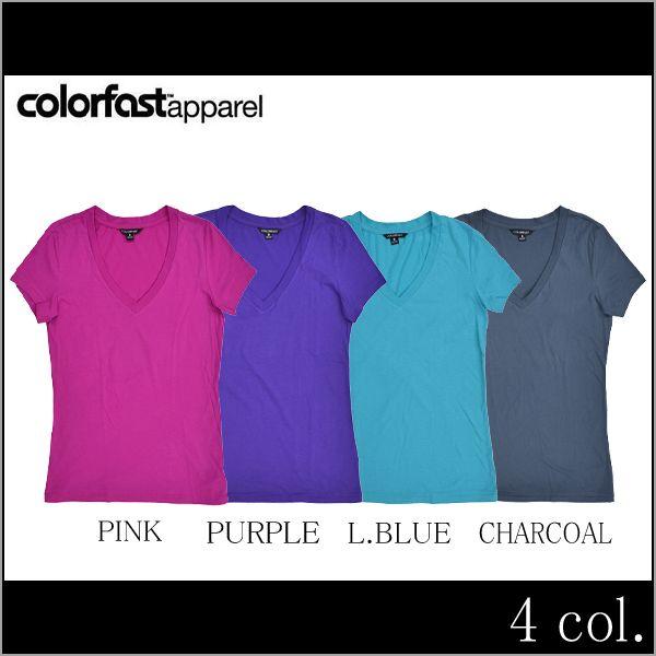 COLORFAST APPAREL カラーファストアパレル VNECK TEE レディースカットソー Tシャツ 無地 ネコポス便発送で送料無料【クリアランスセール】 cf004
