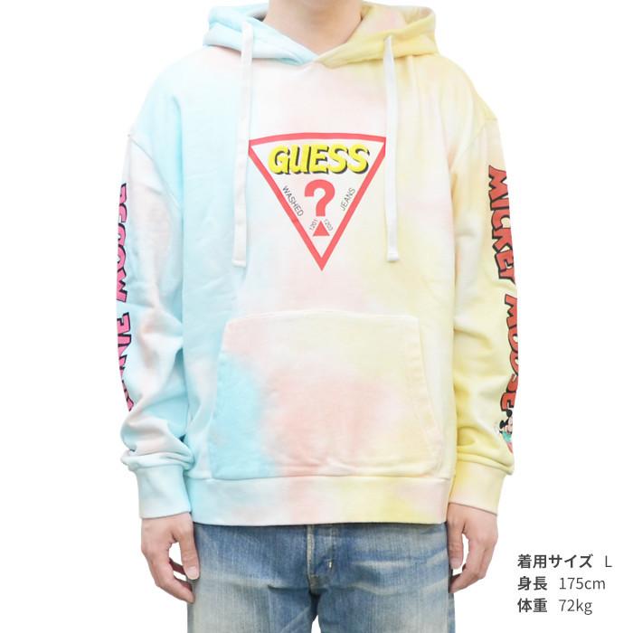 GUESS ゲス パーカー Mickey & Friends Triangle Logo Hooded Parka