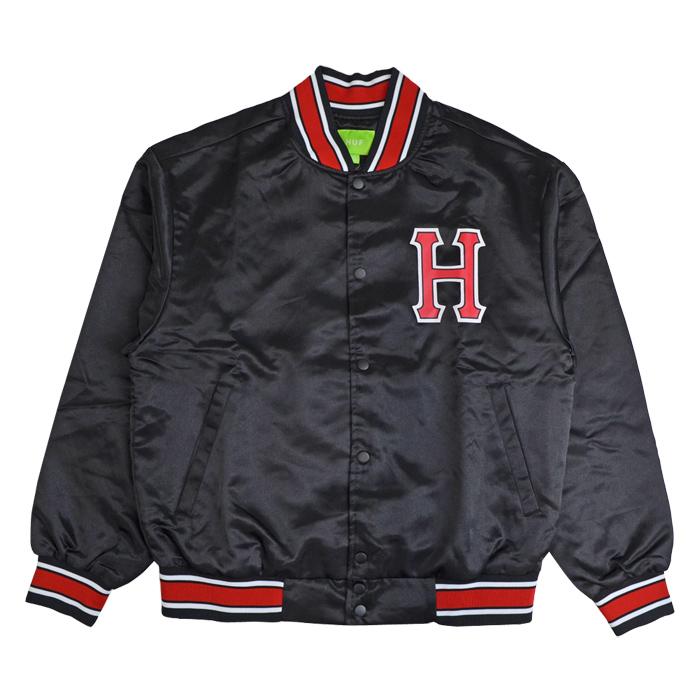 【新品】HUF サテンジップアップジャケット L HUF ハフ ジャケット CRACKERJACK SATIN BASEBALL JACKET