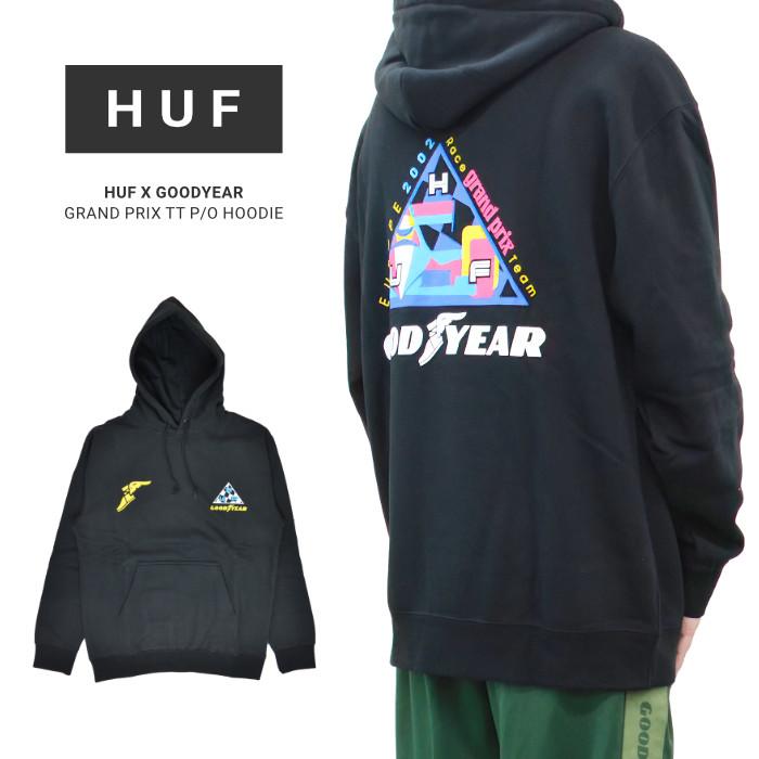 HUF × GOODYEAR ハフ × グッドイヤー パーカー GRAND PRIX TT P/O HOODIE フリース スウェット メンズ M-XL ブラック PF00631 :huf-1273:buddy-stl 通販 HUF × GOODYEAR ハフ × グッドイヤー キーホルダー 正規品 本物