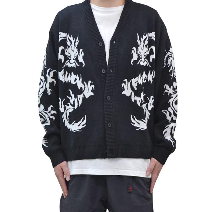 HUF（ハフ） カーディガン TWIN DRAGON CARDIGAN セーター ニット