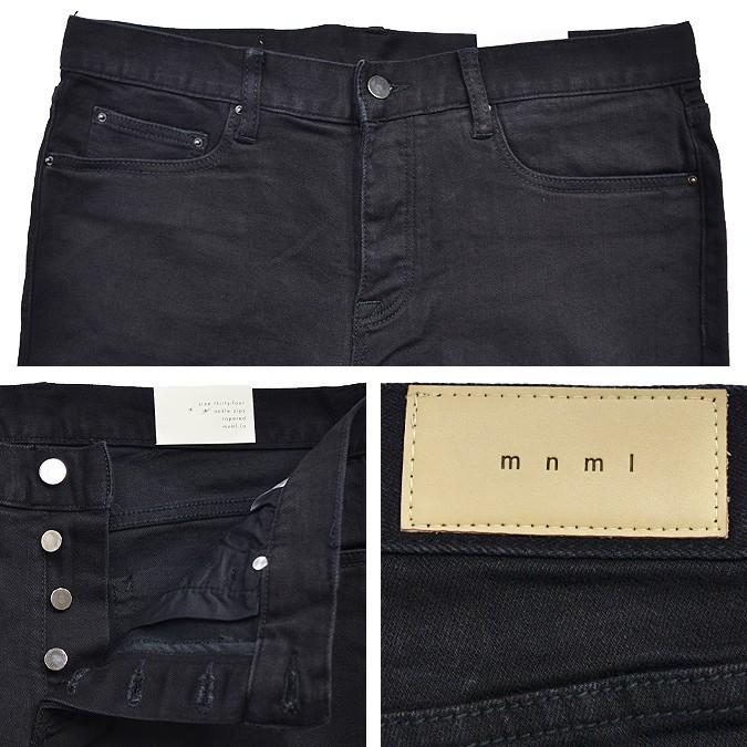 mnml ミニマル M1デニム M1 Stretch Denim Black ジーンズ デニムパンツ ストレッチ ダメージ加工 スリム テーパード スキニー 裾ジップ メンズ｜buddy-stl｜04