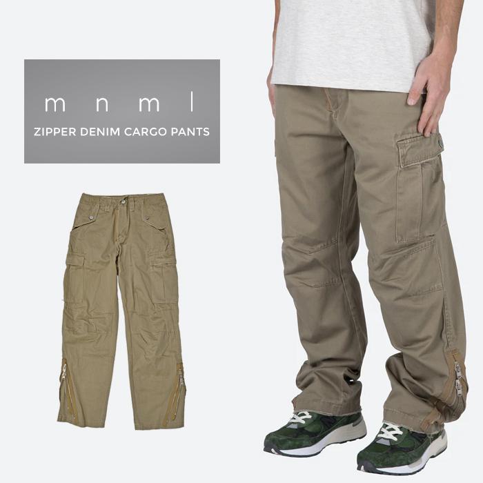 mnml ミニマル カーゴパンツ ZIPPER DENIM CARGO PANTS ミリタリーパンツ バギーパンツ フレアパンツ ルーズ ワイド 22ML-FW432P | mnml