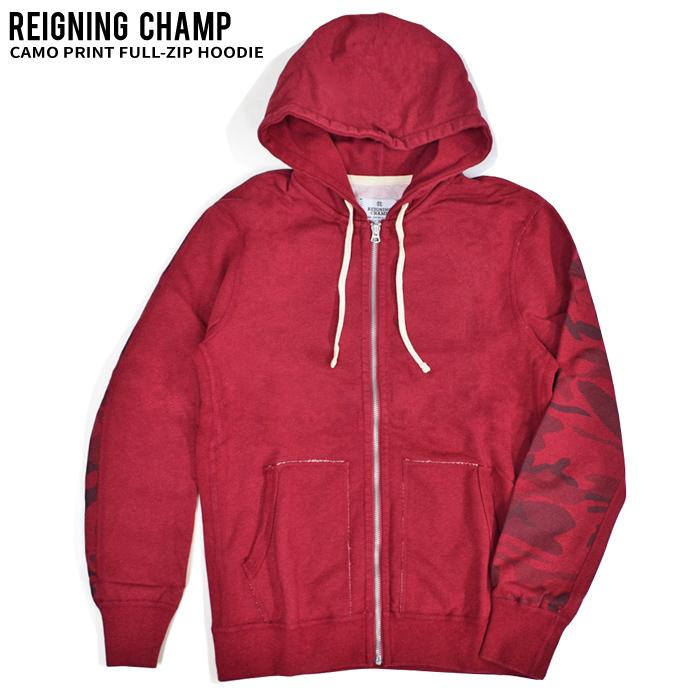 REIGNING CHAMP レイニングチャンプ CAMO PRINT FULL-ZIP HOODIE ジップパーカー フーディー DK CHERRY 在庫一掃｜buddy-stl