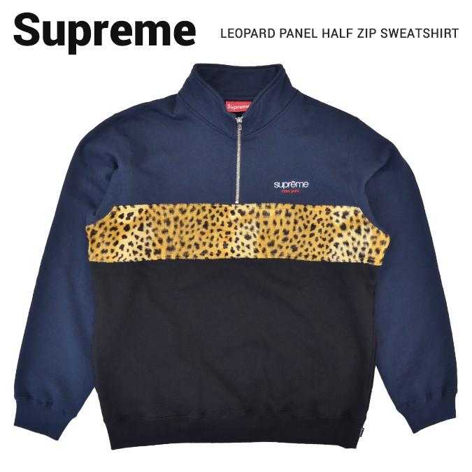 supreme leopard panel half zip