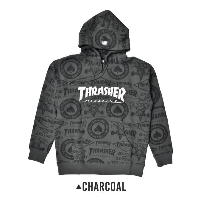 THRASHER × STARTER BLACK LABEL スラッシャー × スターター ALL OVER LOGO HOODIE プルオーバー パーカー スウェット フリース STTH-1008A クリアランス｜buddy-stl｜05