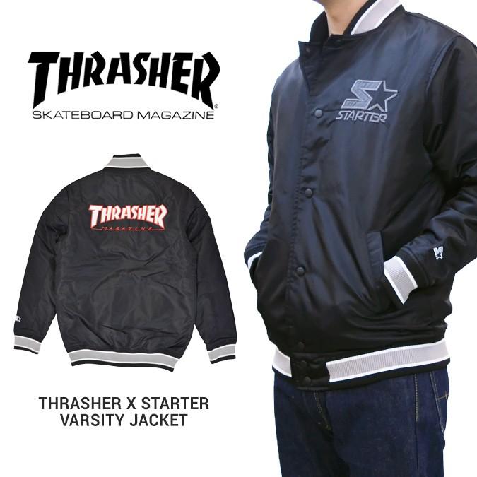 THRASHER × STARTER BLACK LABEL スラッシャー × スターター VARSITY JACKET バーシティジャケット  スタジアムジャケット スタジャン ナイロンジャケット :thrasher-173:buddy-stl - 通販 - Yahoo!ショッピング