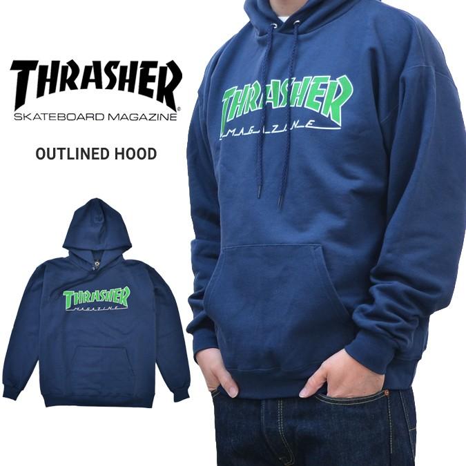 THRASHER スラッシャー OUTLINED HOOD プルオーバー パーカー スウェット SWEAT マグロゴ フリース クリアランス｜buddy-stl