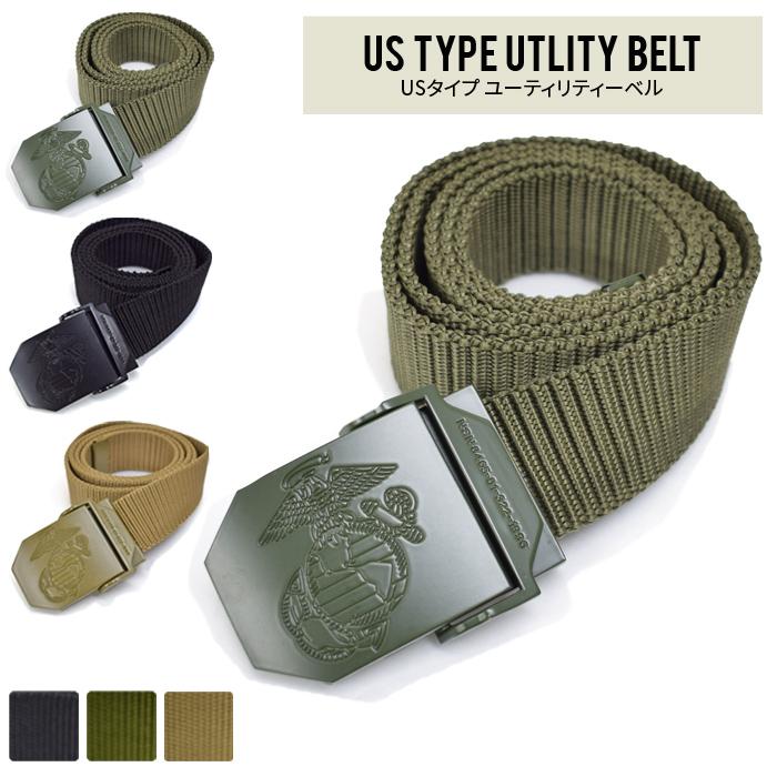 USタイプ USMC ロゴ入り ユーティリティベルト ミリタリーベルト