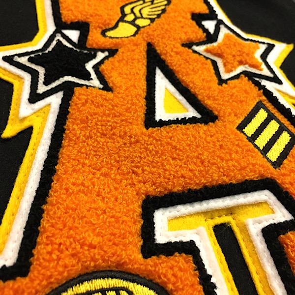 スタジャン アワードジャケット BUDDY オリジナル EAGLES シュニール付き  HOLLOWAY VARSITY JACKET アメカジ ネイビー × クリーム ワッペン パッチの画像