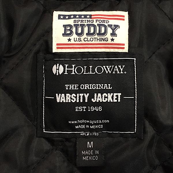 スタジャン アワードジャケット BUDDY オリジナル EAGLES シュニール付き HOLLOWAY VARSITY JACKET アメカジ ブラック × ブラック ワッペン パッチの画像
