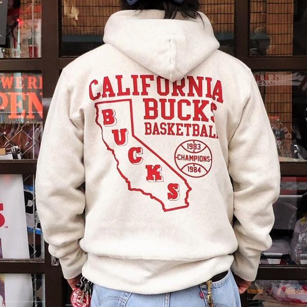 別注 チャンピオン プルオーバーパーカー Champion 両面プリント BUDDY別注 リバースウィーブ CALIFORNIA BUCKS 青タグ スウェットパーカー 裏起毛 アメカジ｜buddy-us-clothing｜03