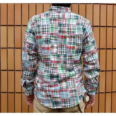 ワンダフルワールド ロゴリボンクマ パッチワーク メンズ 長袖シャツ 中古品 パッチワークシャツ BUDDY オリジナル SPRINGFORD アメカジ メンズ