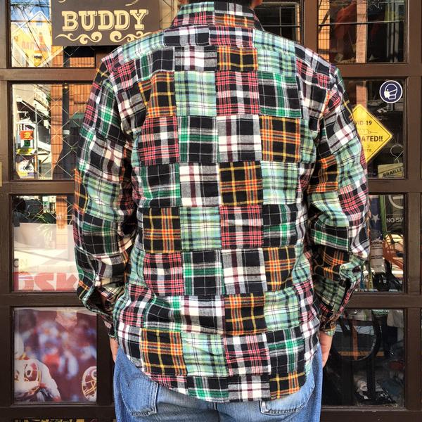 パッチワークネルシャツ BUDDY オリジナル SPRINGFORD グリーン