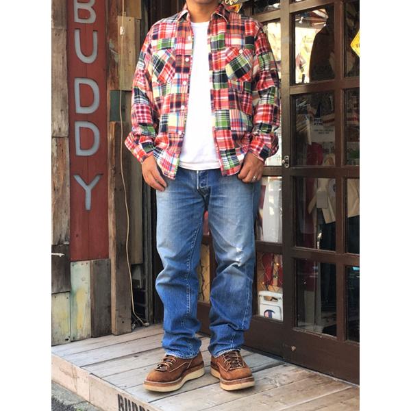 パッチワークネルシャツ BUDDY オリジナル SPRINGFORD レッド