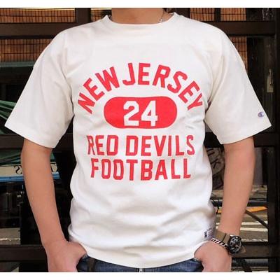 チャンピオン Champion BUDDY 別注 ショートスリーブフットボールシャツ RED DEVILS #24 アメカジ S/S ランタグ｜buddy-us-clothing