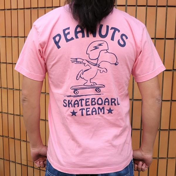 PEANUTS スヌーピーTシャツ（CALIFORNIA FREE WHEELIN’）BUDDY 別注 PINK SNOOPY ピーナッツ スケボー サーフィン  ピンク SCHULZ 70's｜buddy-us-clothing｜02