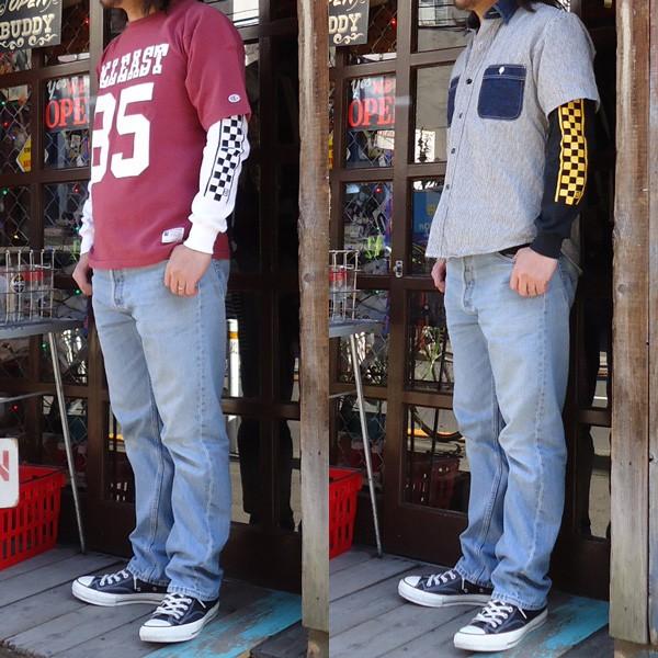 BUDDY オリジナル ロングスリーブTシャツ CHECKER チェッカー GILDAN ロンＴ インナー 重ね着 アメカジ｜buddy-us-clothing｜05