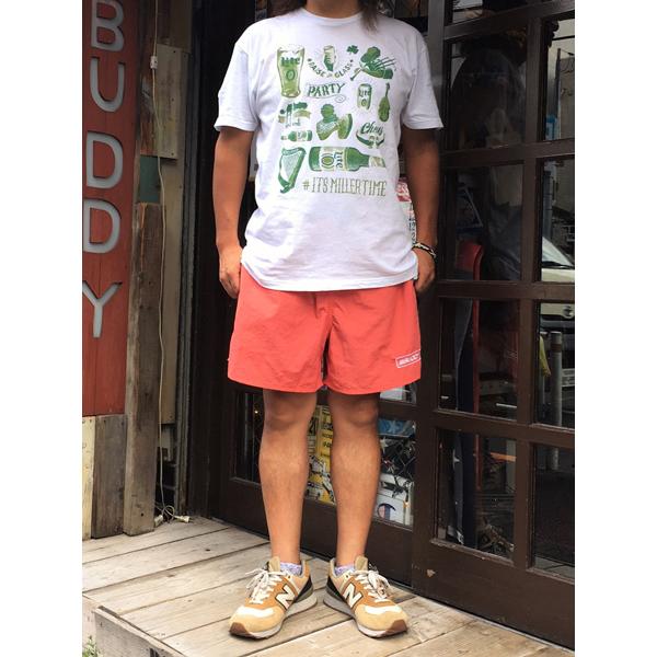ハーフパンツ ナイロン ショートパンツ 短パン ライトオレンジ Buddy オリジナル 刺繍ロゴ 膝上 短め Buddy U S Clothing 通販 Yahoo ショッピング
