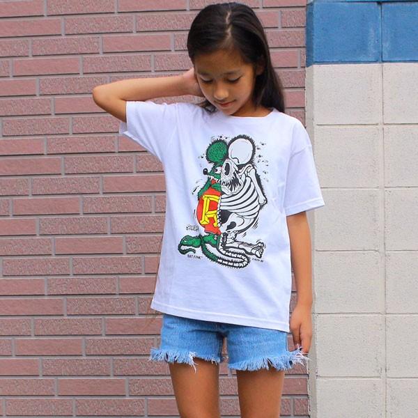 Rat Fink X-Ray ラットフィンク Kids Tシャツ SECRET BASE 別注 ホワイト アメカジ キッズ Tシャツ KID