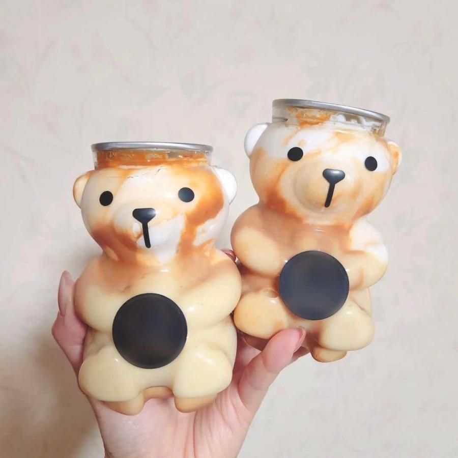 クマボトル くま 容器 300ml 銀蓋 ボトルドリンク 100個セット テイクアウト ショートケーキ缶 缶シーリング用ボトル インスタ映え おしゃれの画像