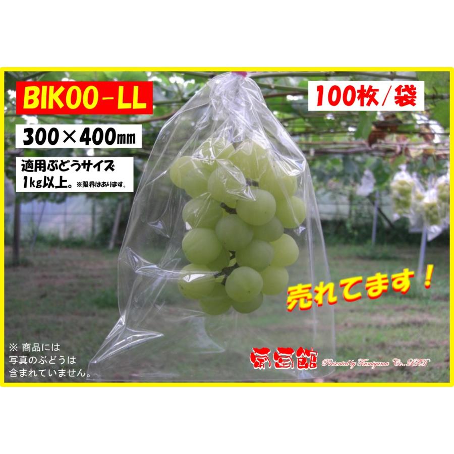 クロスケ様　無農薬　3Kg 大粒サイズ BIKOO-LL 特大 (300×400) サイズ （農産物保護用袋） 100枚入 : 葡萄館