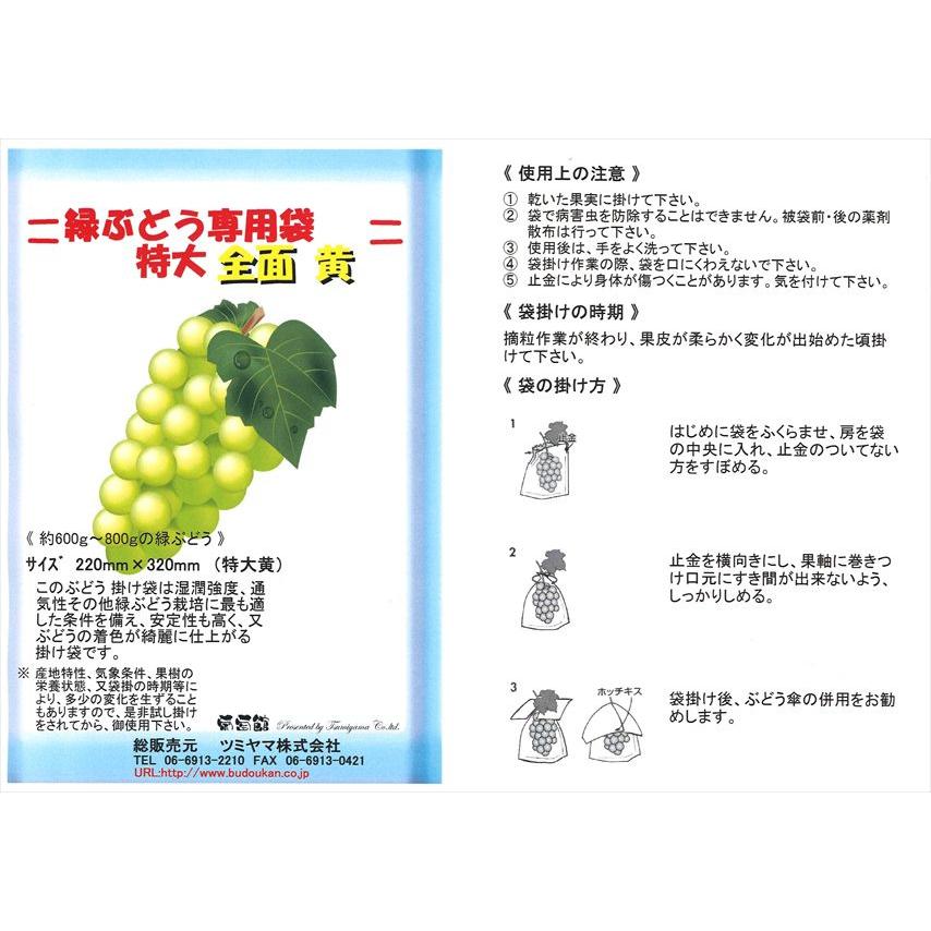 緑ぶどう専用 特大袋 黄色 220×320mm（ニューエリートソフト 特大黄色